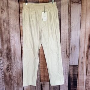 7 For All Mankind Faux Leather Jogger Pants Cream Vegan Leather Modern Medium